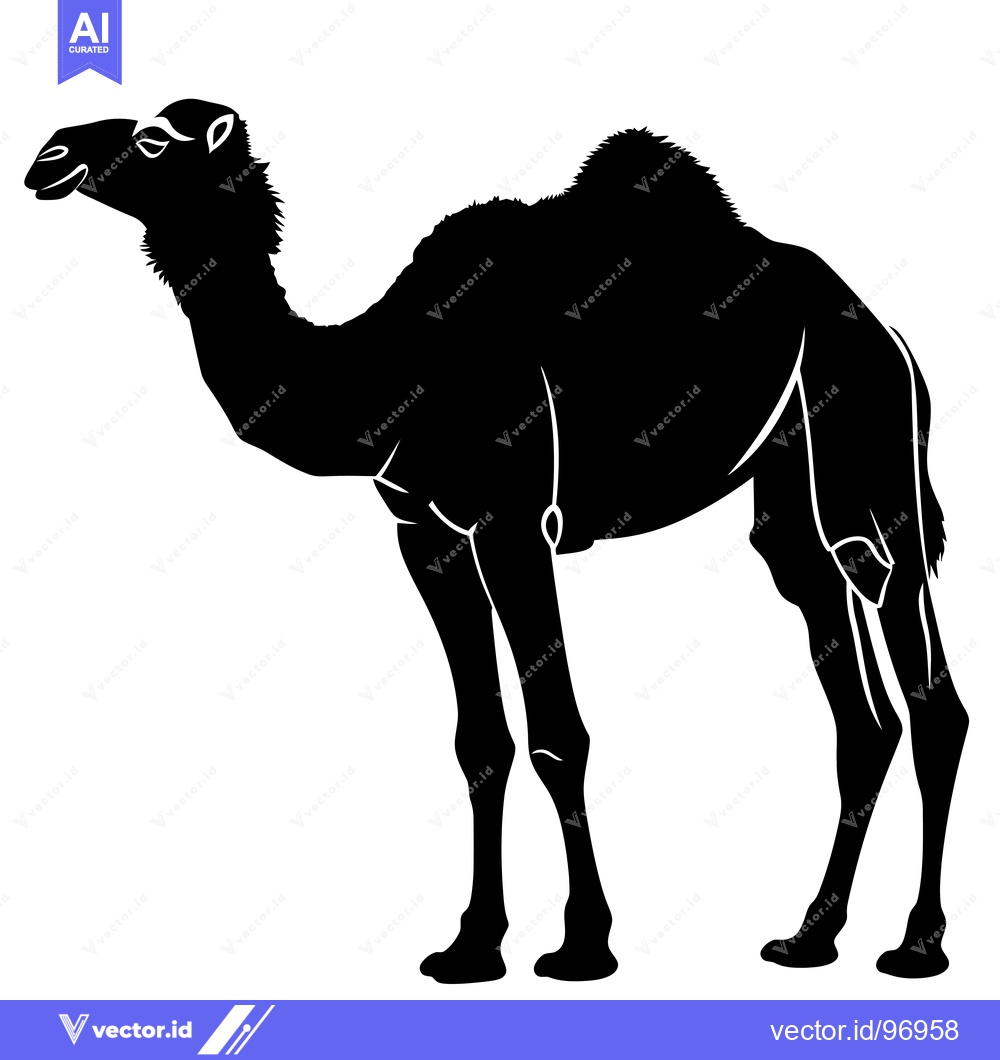 Premium Vector of Silhouette of a Camel Standing Proudly in the Desert.