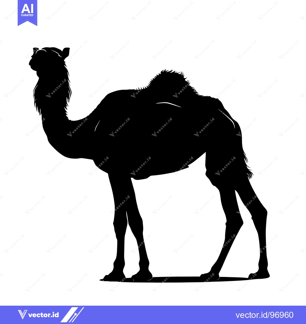 Premium Vector of Silhouette of a Dromedary Camel Standing Isolated on White Background.