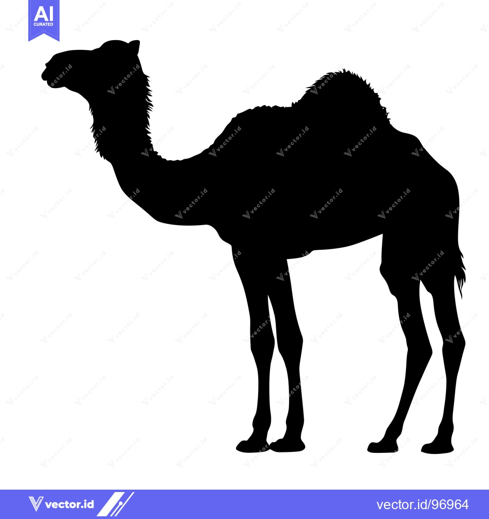 Premium Vector dari Silhouette of a Camel Standing in a Desert Landscape.