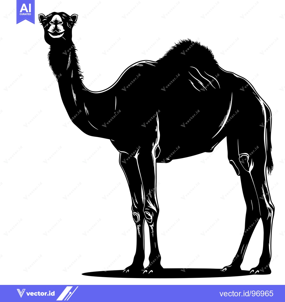 Premium Vector of Silhouette of a Camel Standing Proudly in the Desert Sun.