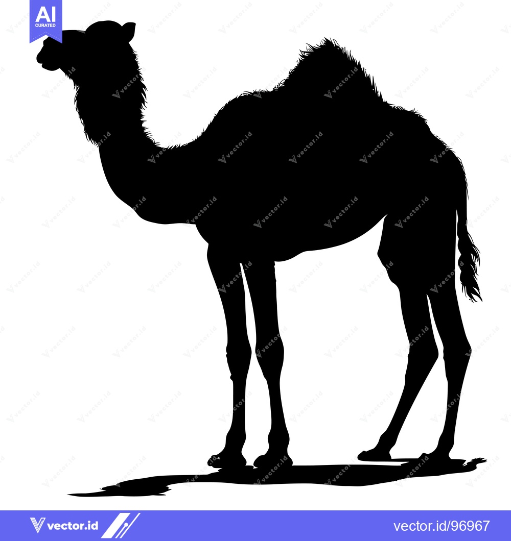 Premium Vector of Silhouette of a Camel Standing in the Desert.