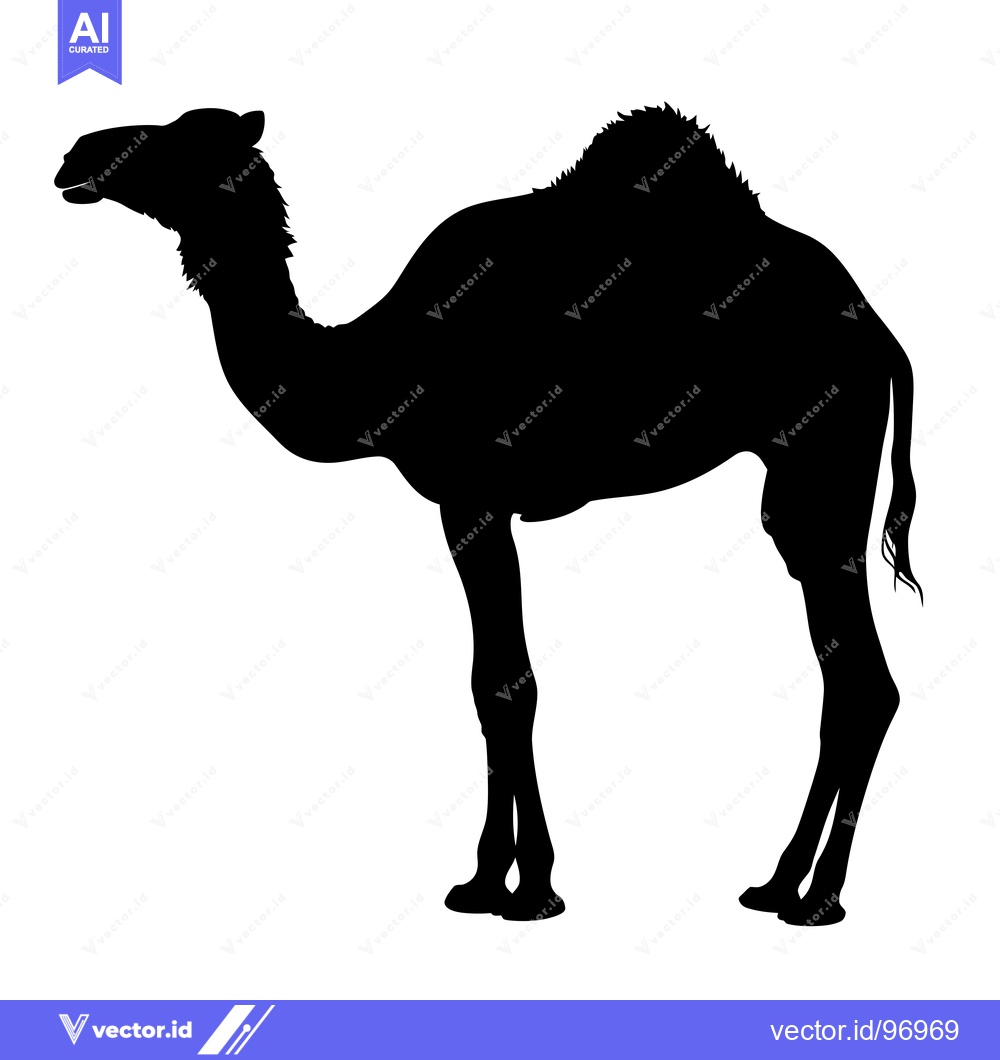Premium Vector dari Silhouette of a Camel Standing in a Desert Landscape.
