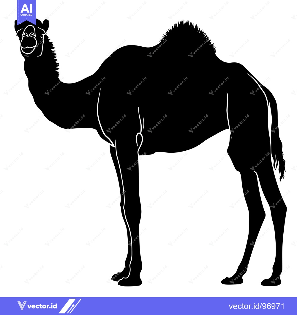 Premium Vector dari Silhouette of a Camel Standing Proudly in the Desert.