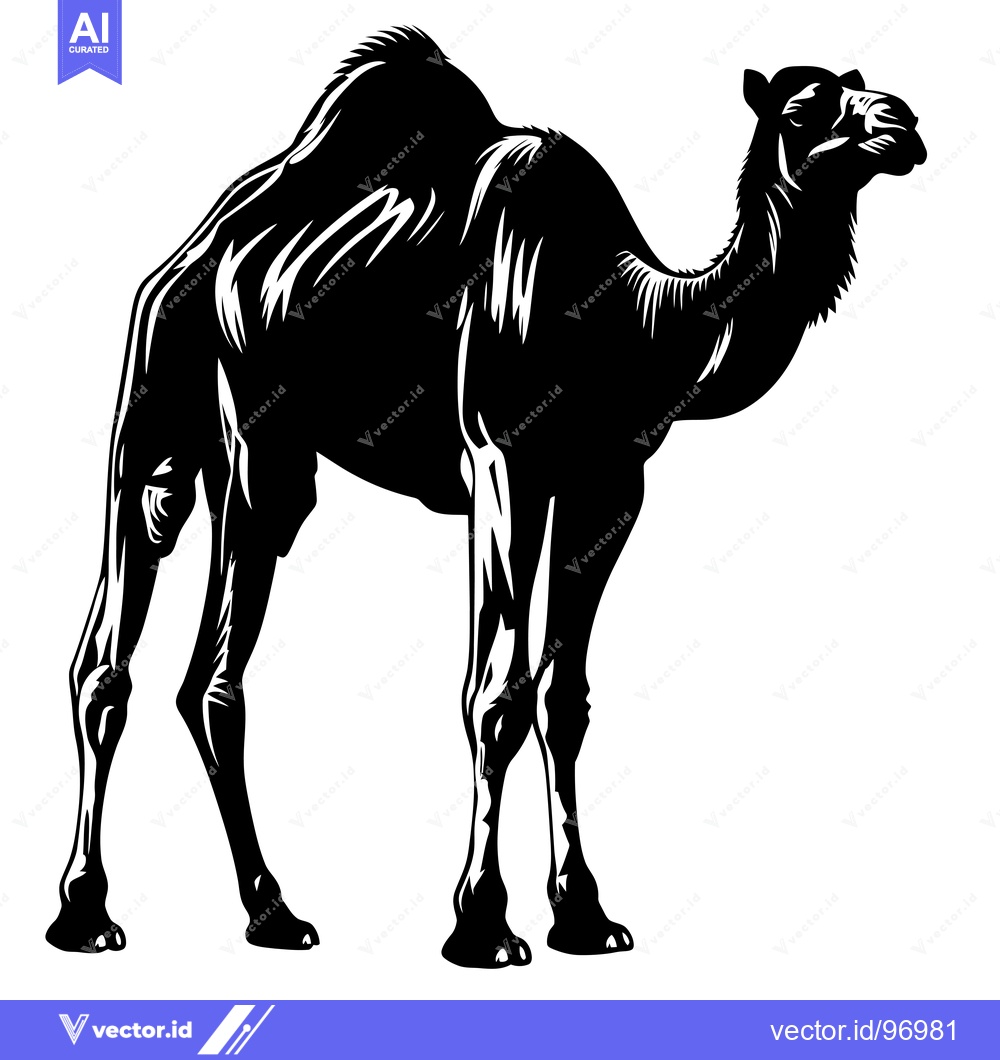 Premium Vector dari Silhouette of a Camel Standing Proudly in the Desert.
