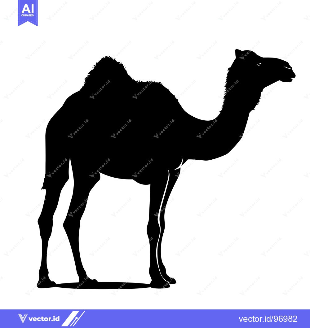Premium Vector of Silhouette of a Camel Standing in a Desert Landscape.