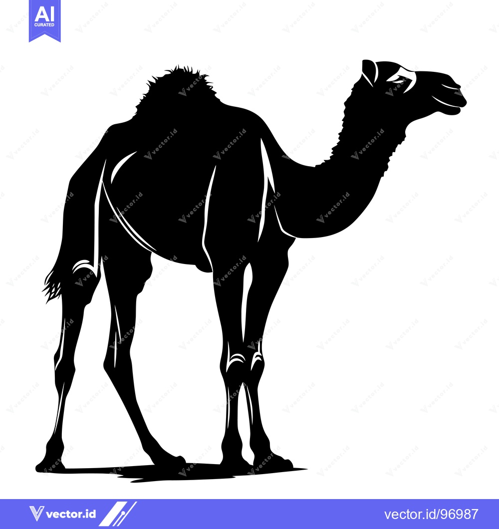 Premium Vector of Silhouette of a Camel Standing in Profile.