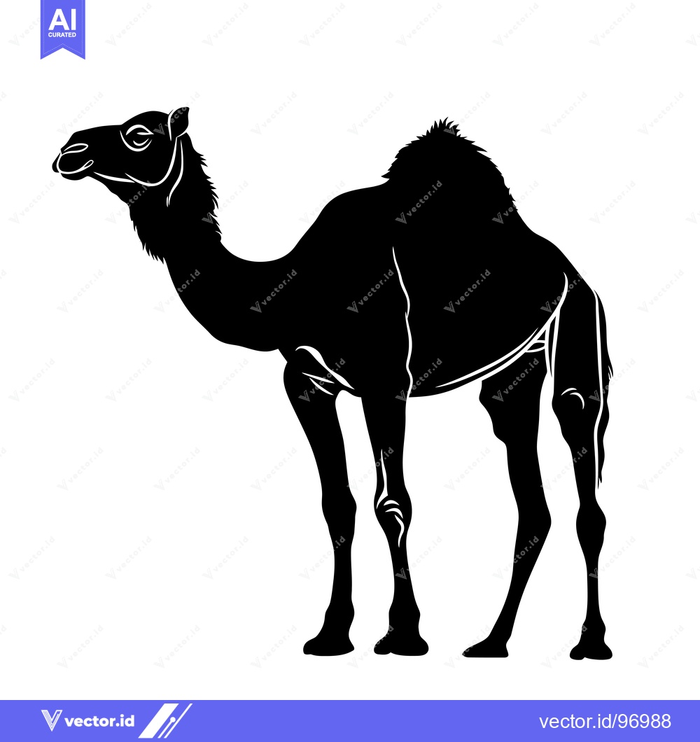 Premium Vector dari Silhouette of a Dromedary Camel Standing Proudly.
