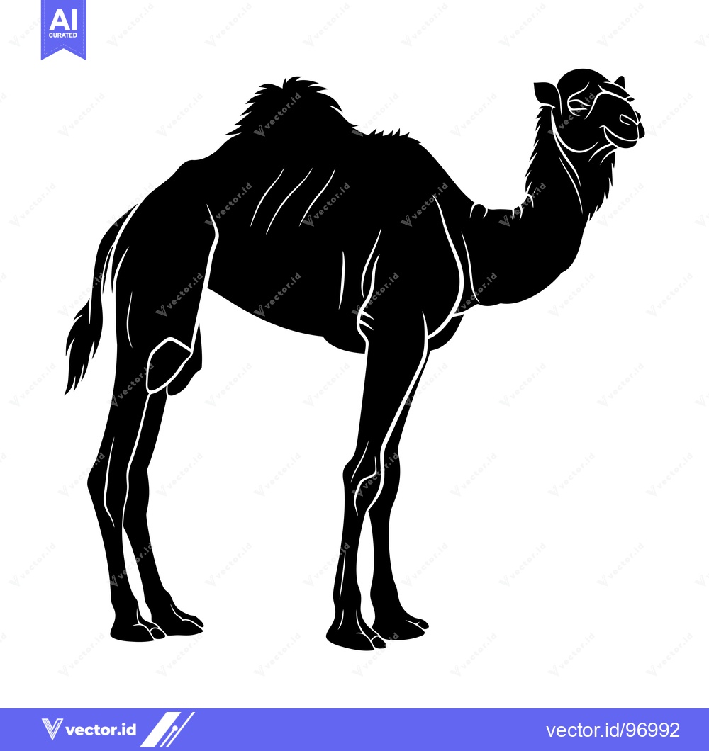 Premium Vector dari Silhouette of a Camel Standing in Profile.