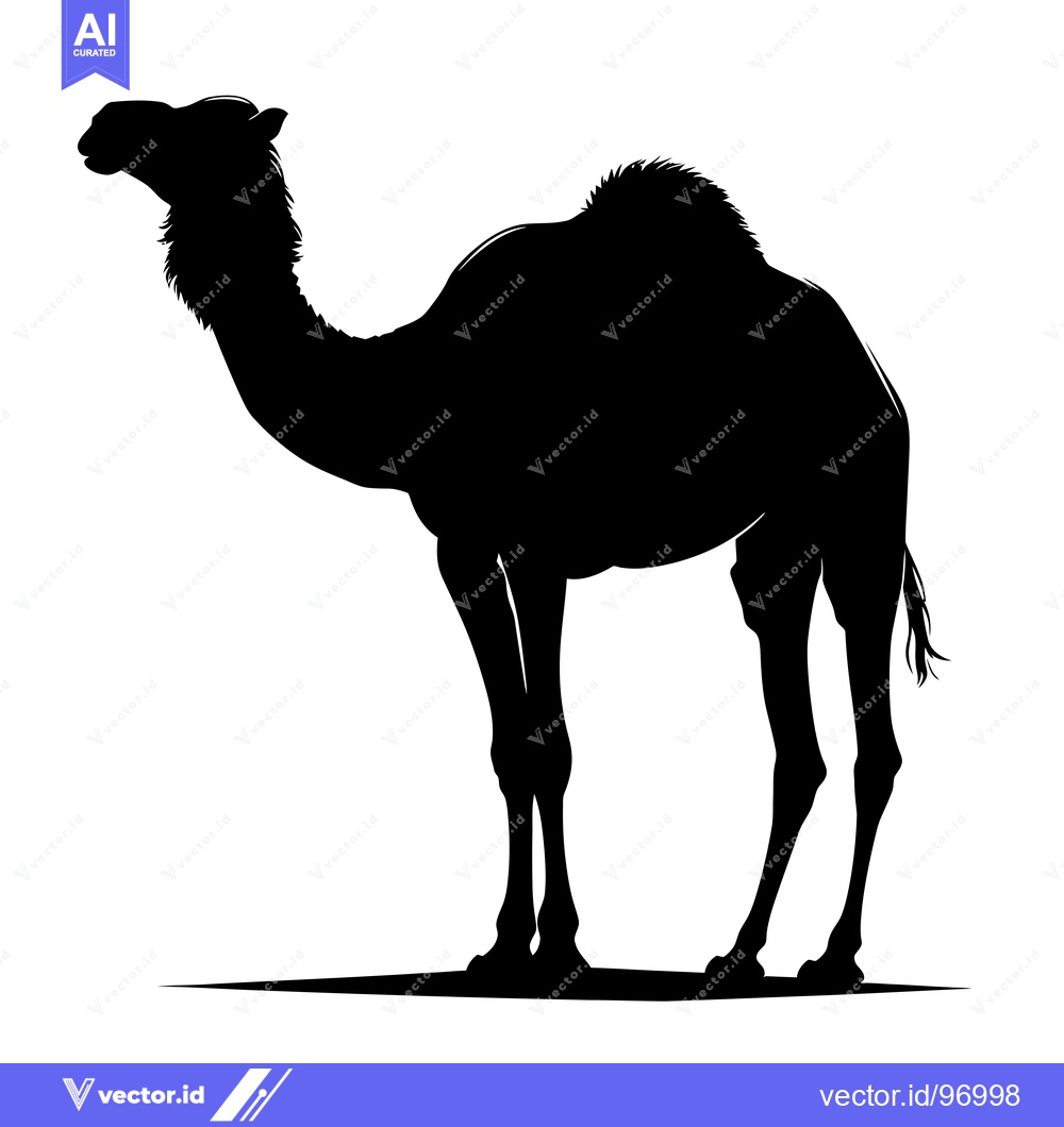 Premium Vector of Silhouette of a Dromedary Camel Standing in Profile.
