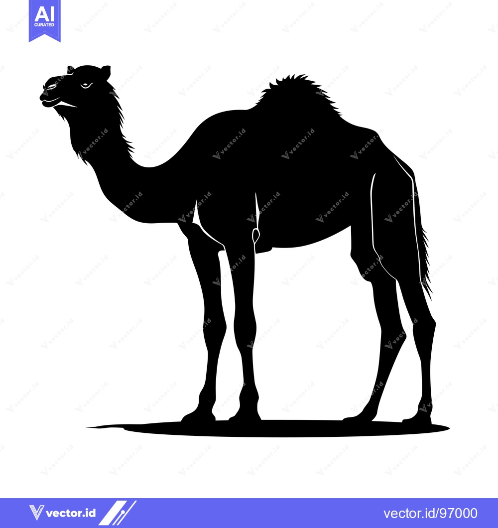 Premium Vector dari Silhouette of a Camel Standing in the Desert.