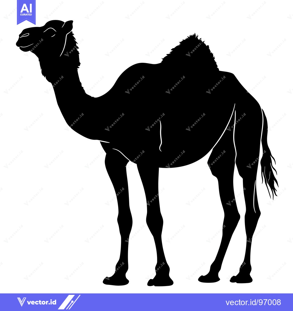 Premium Vector dari Silhouette of a Camel Standing Proudly in the Desert.