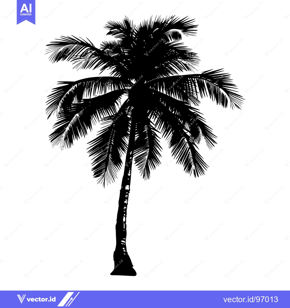 Premium Vector dari Black and White Silhouette of a Palm Tree