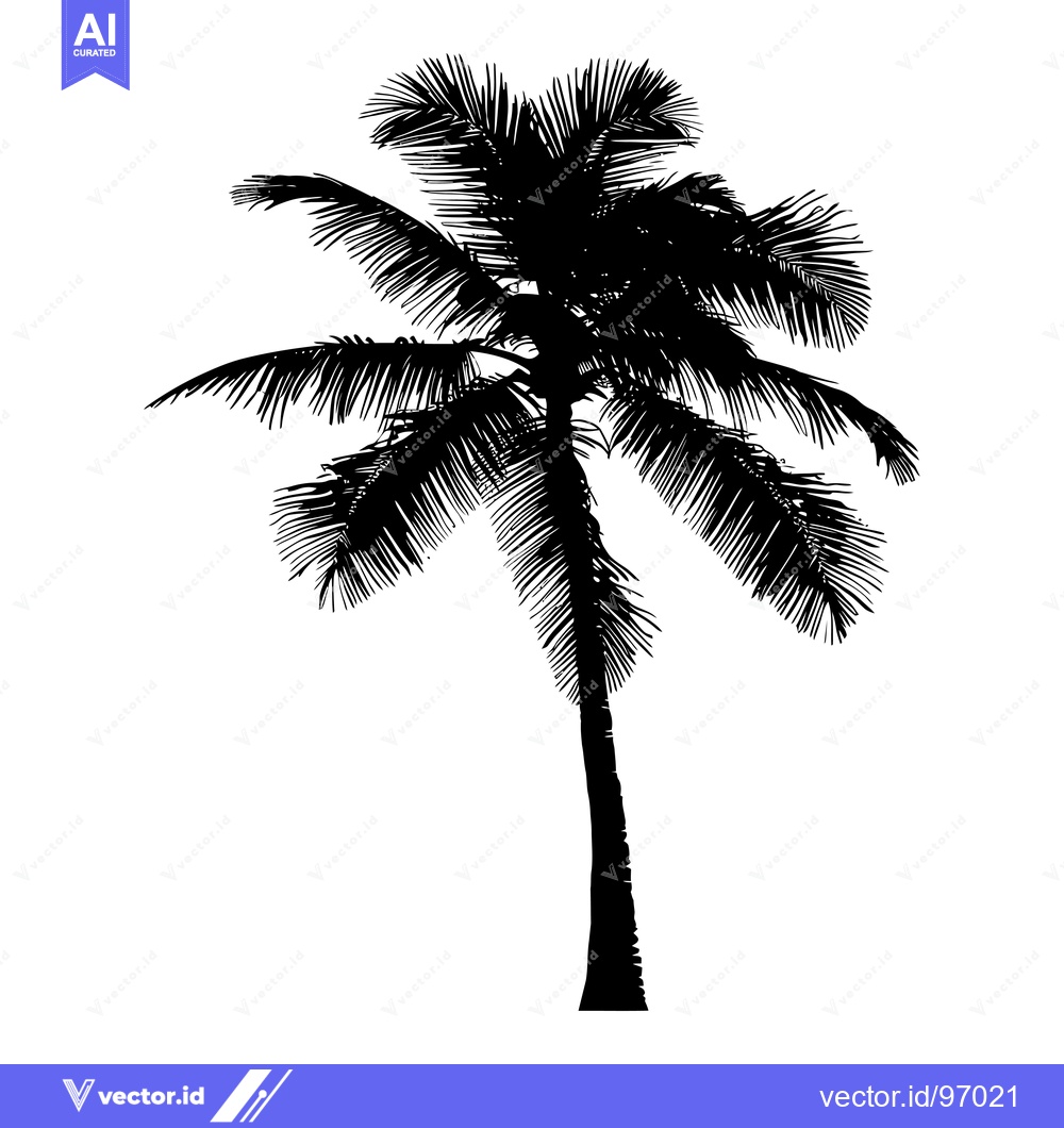 Premium Vector dari Black and White Silhouette of a Palm Tree