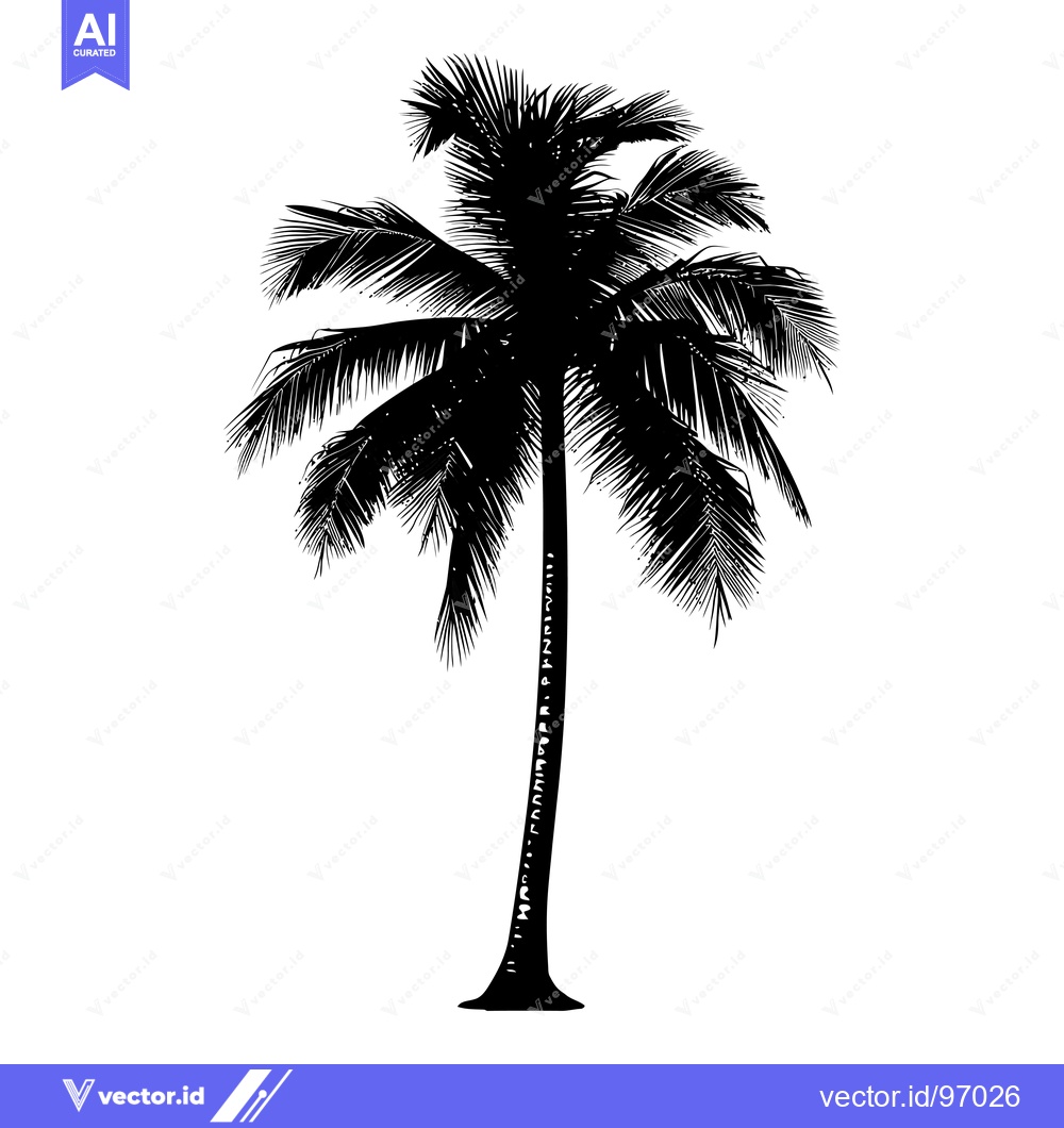 Premium Vector dari Black and White Silhouette of a Palm Tree