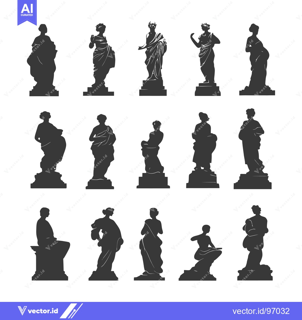 Premium Vector dari Silhouette Collection of Classical Female Statues