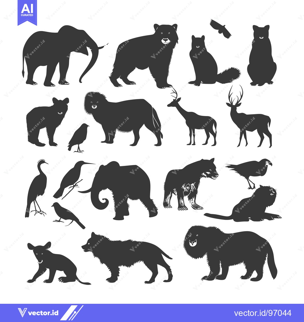 Premium Vector dari Silhouette Collection of Various Animals