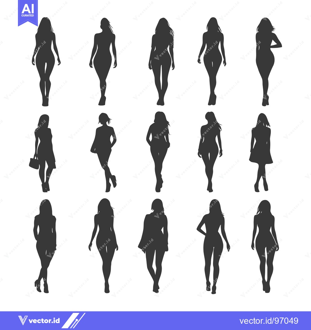 Premium Vector of Silhouette Collection of Women in Various Poses