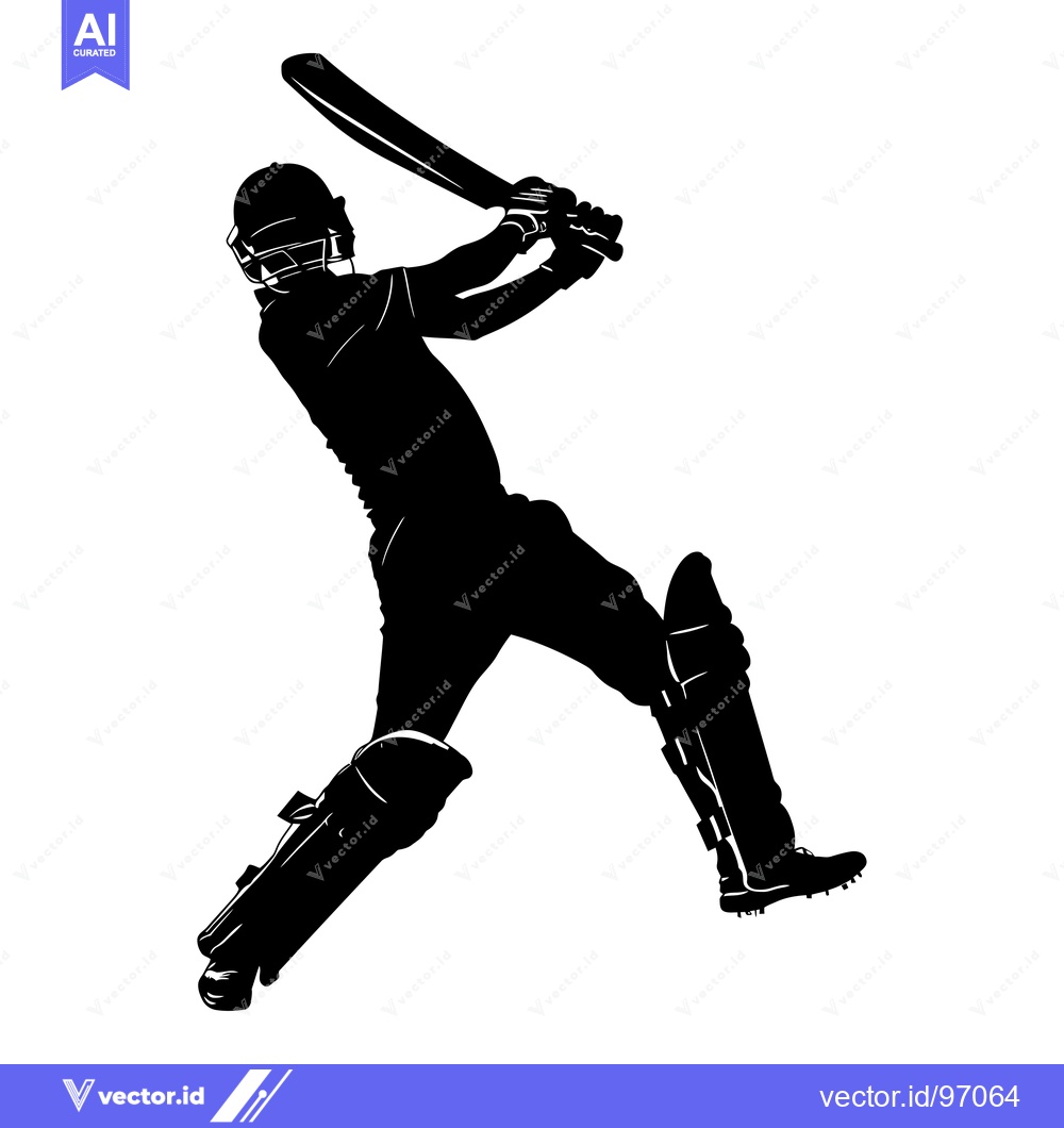 Premium Vector of Silhouette of a Cricket Player Swinging a Bat