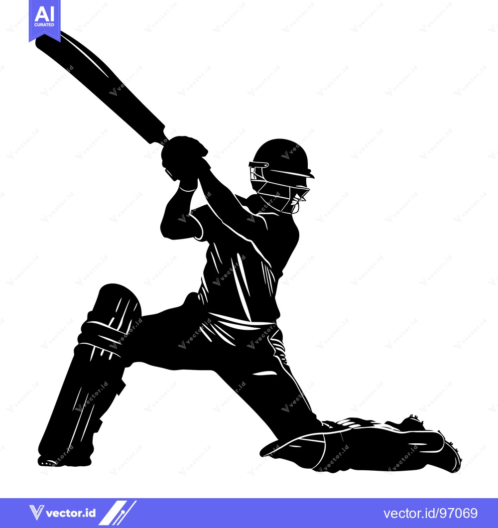 Premium Vector of Silhouette of a Cricket Player Batting