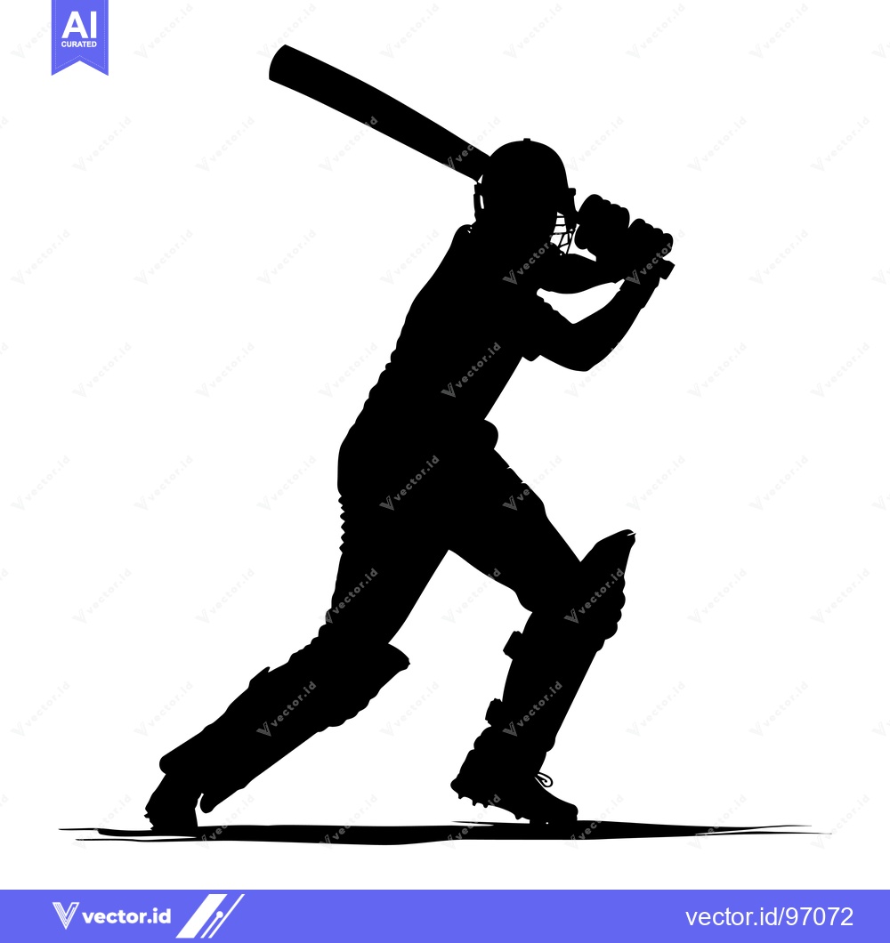 Premium Vector of Silhouette of a Cricket Player Swinging a Bat