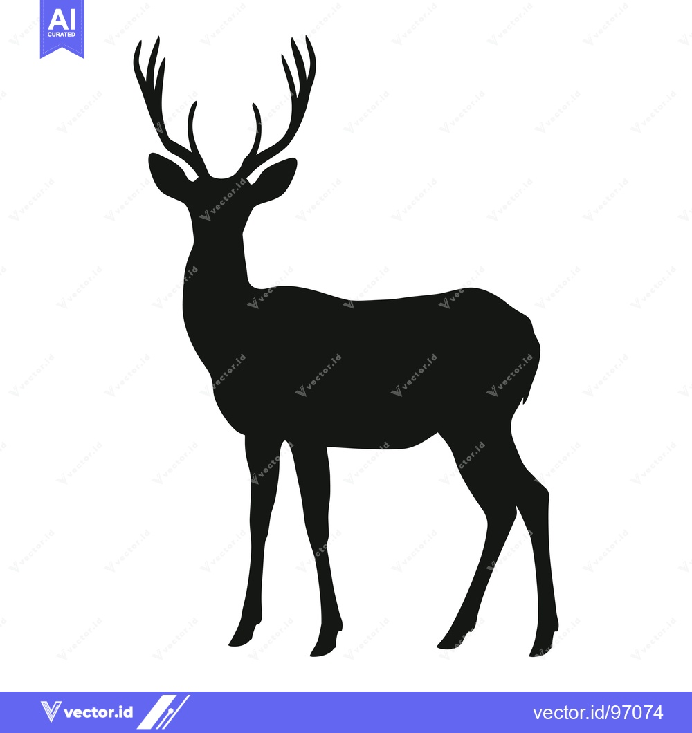 Premium Vector dari Silhouette of a Deer with Antlers