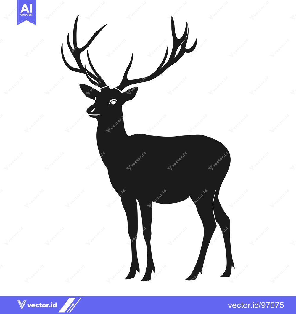 Premium Vector dari Silhouette of a Deer with Large Antlers
