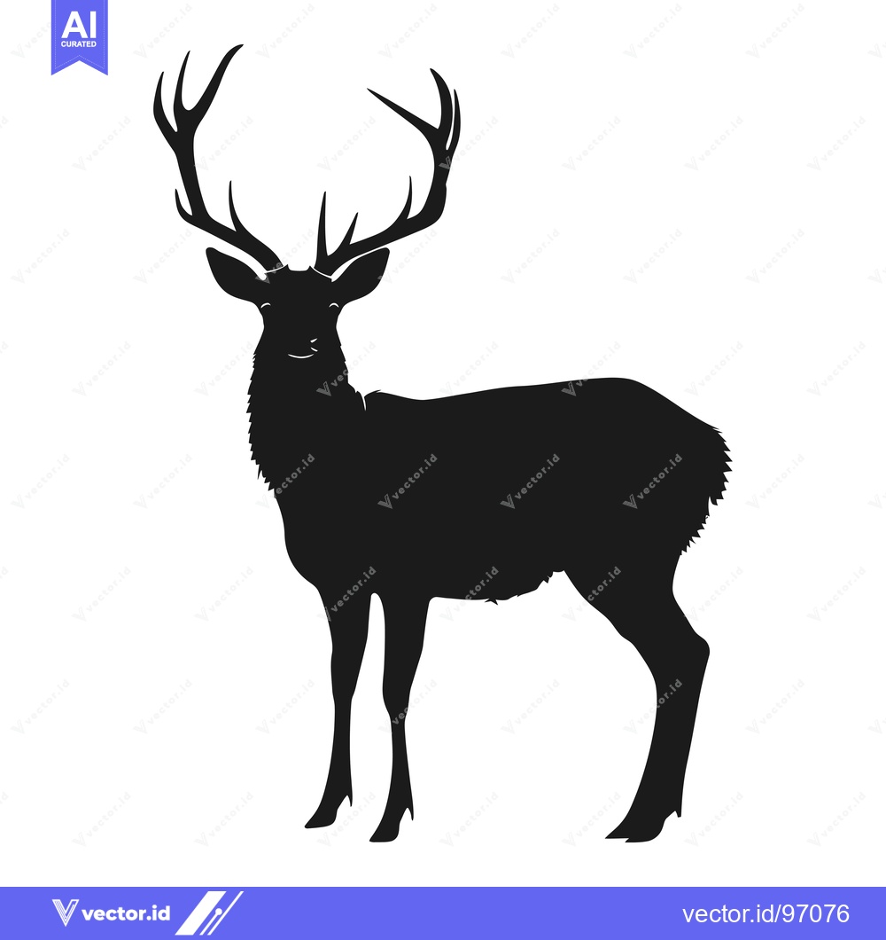 Premium Vector dari Silhouette of a Male Deer with Large Antlers