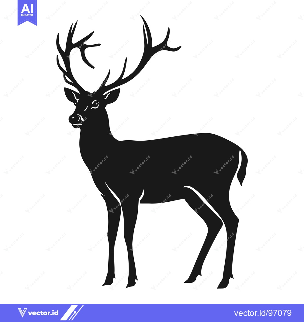 Premium Vector of Silhouette of a Deer with Large Antlers