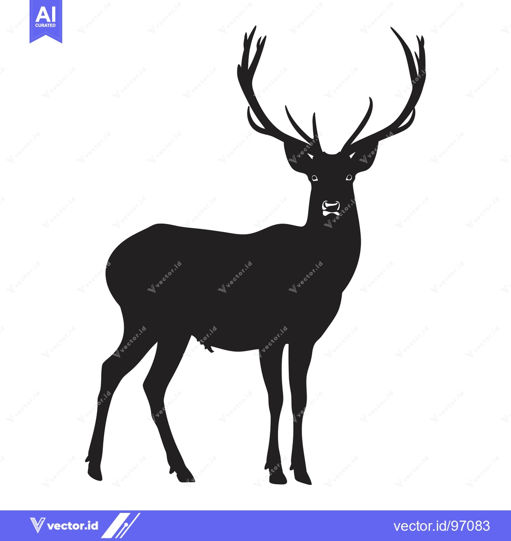 Premium Vector of Black Silhouette of a Deer with Antlers