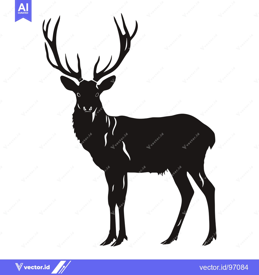 Premium Vector dari Black Silhouette of a Deer with Antlers