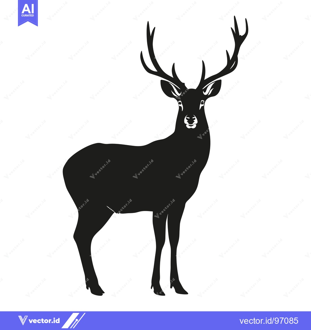Premium Vector dari Black silhouette of a stag with antlers