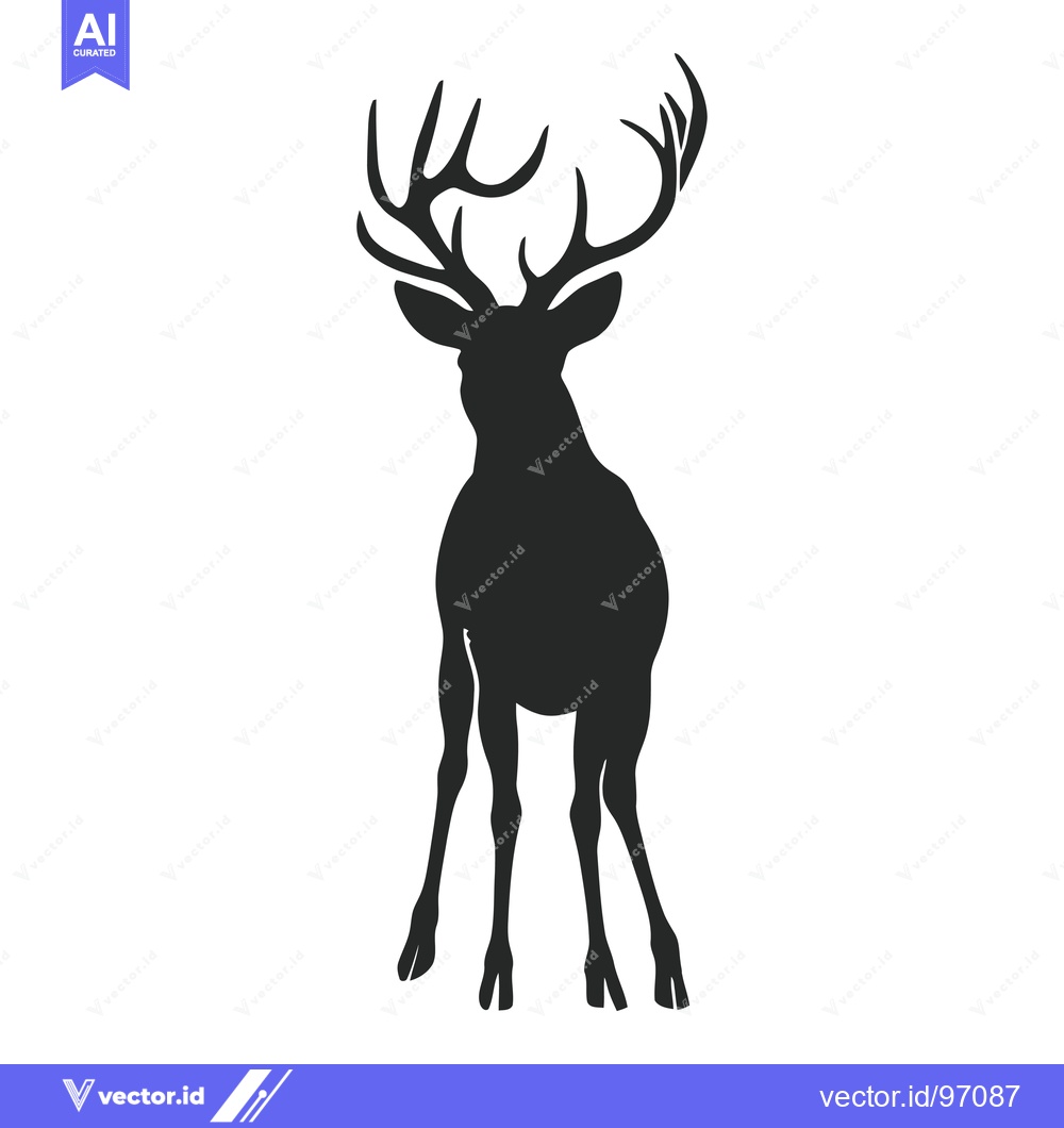 Premium Vector dari Black Silhouette of a Deer with Large Antlers