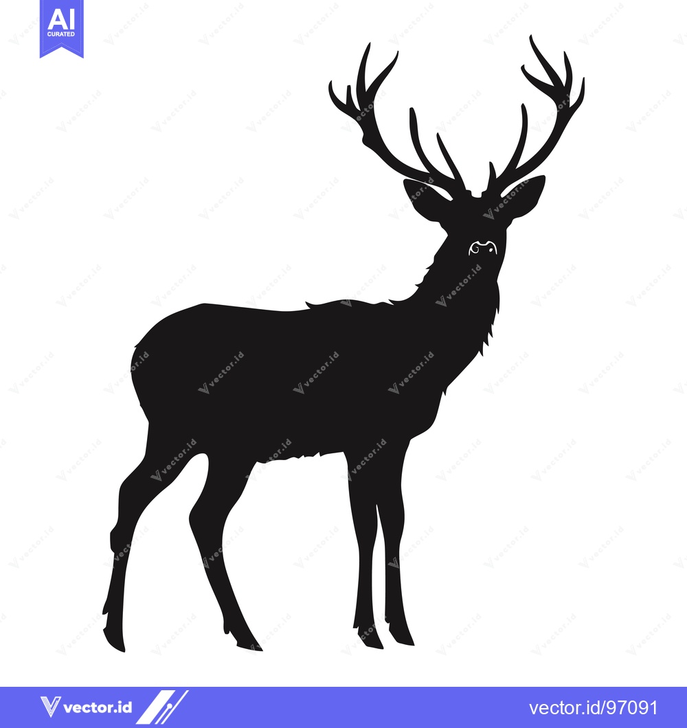 Premium Vector dari Black Silhouette of a Deer with Large Antlers