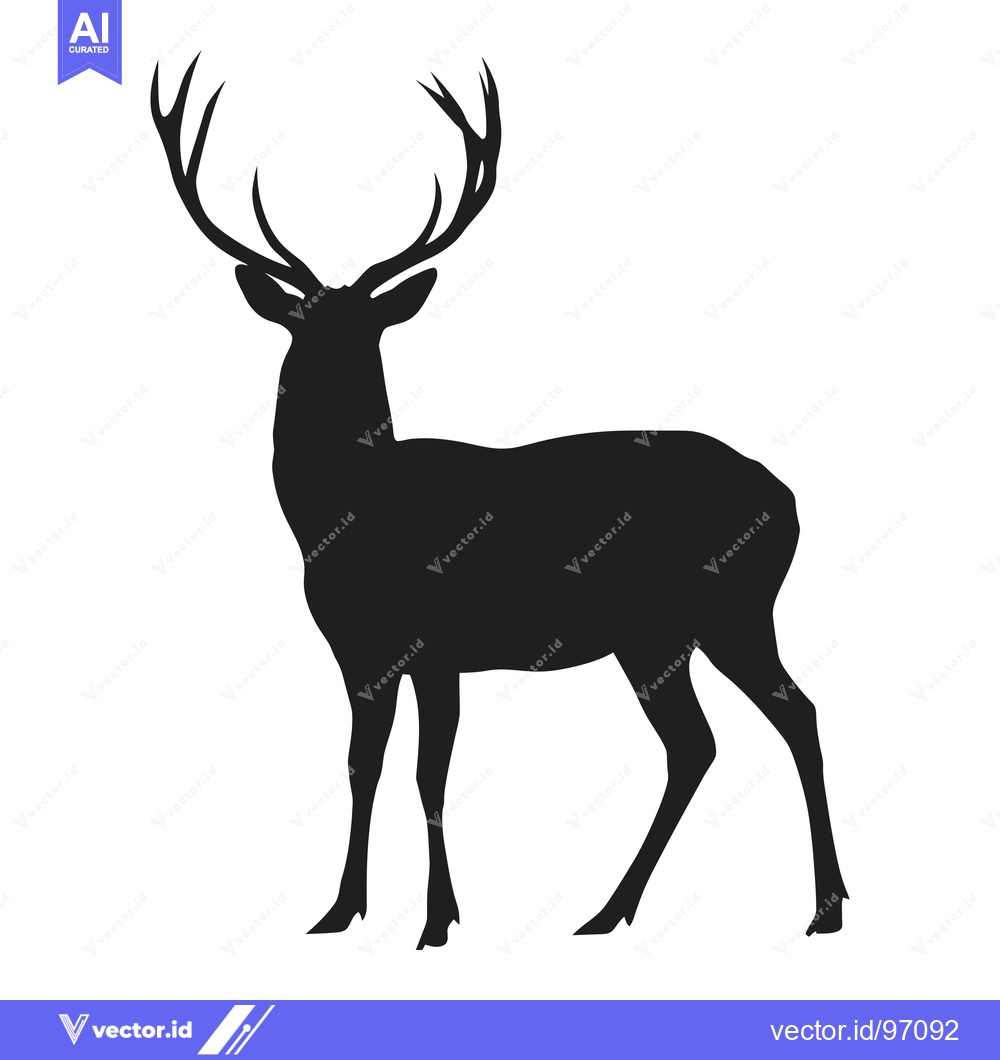 Premium Vector dari Silhouette of a Deer with Large Antlers