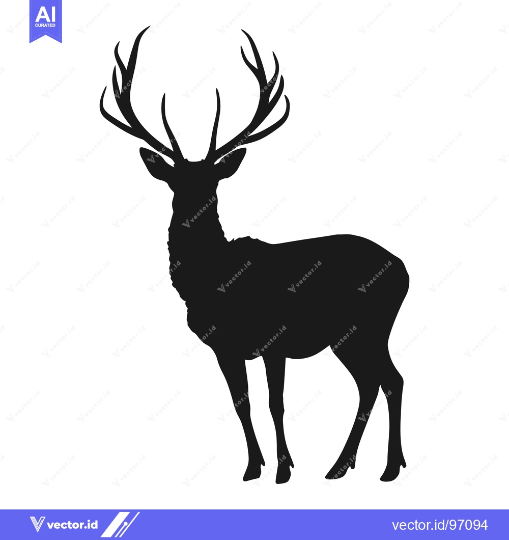 Premium Vector dari Silhouette of a Deer with Large Antlers