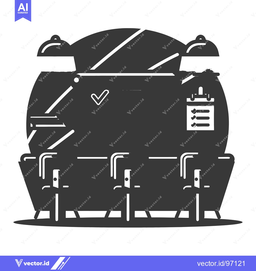 Premium Vector dari Silhouetted Waiting Area with Checkmark and Checklist