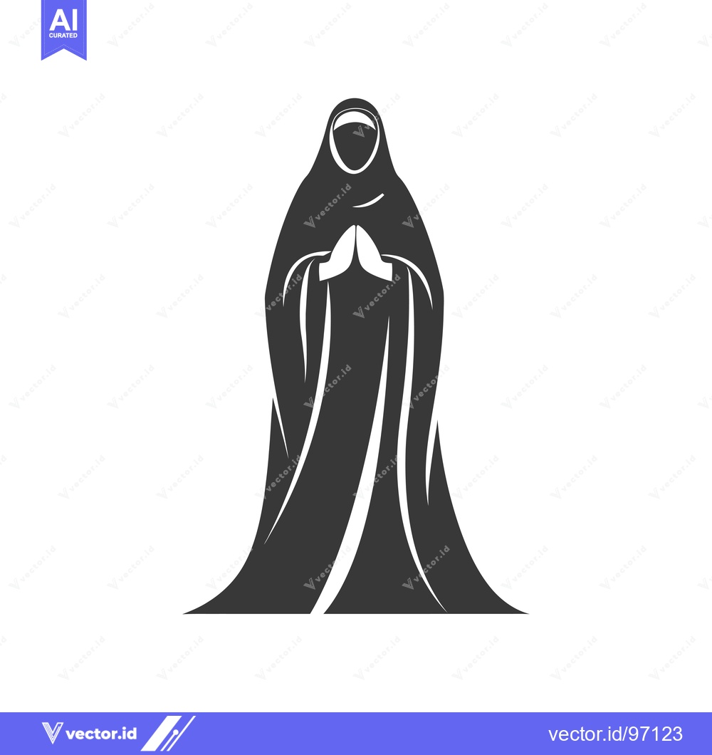 Premium Vector dari Silhouetted Woman in a Hijab with Hands in Prayer