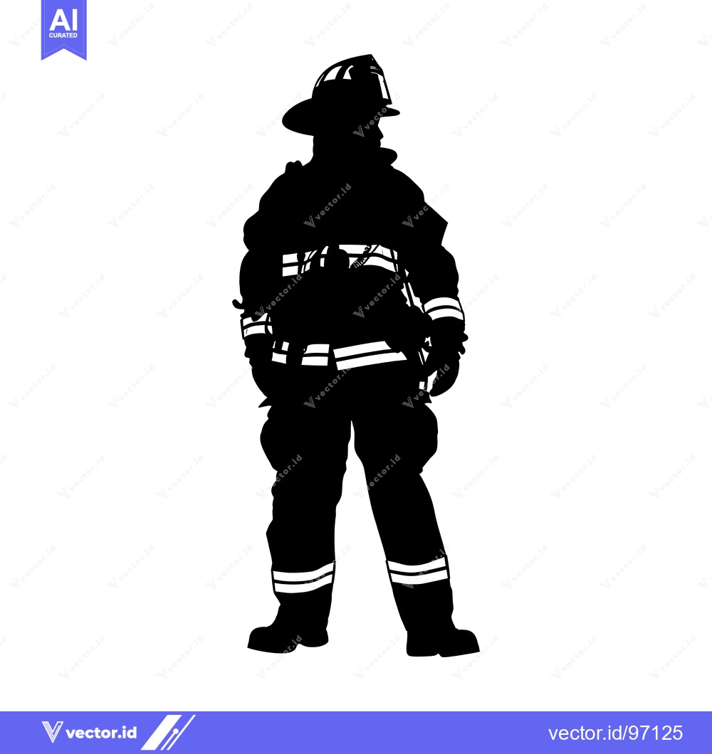 Premium Vector dari Silhouette of a Firefighter in Full Gear