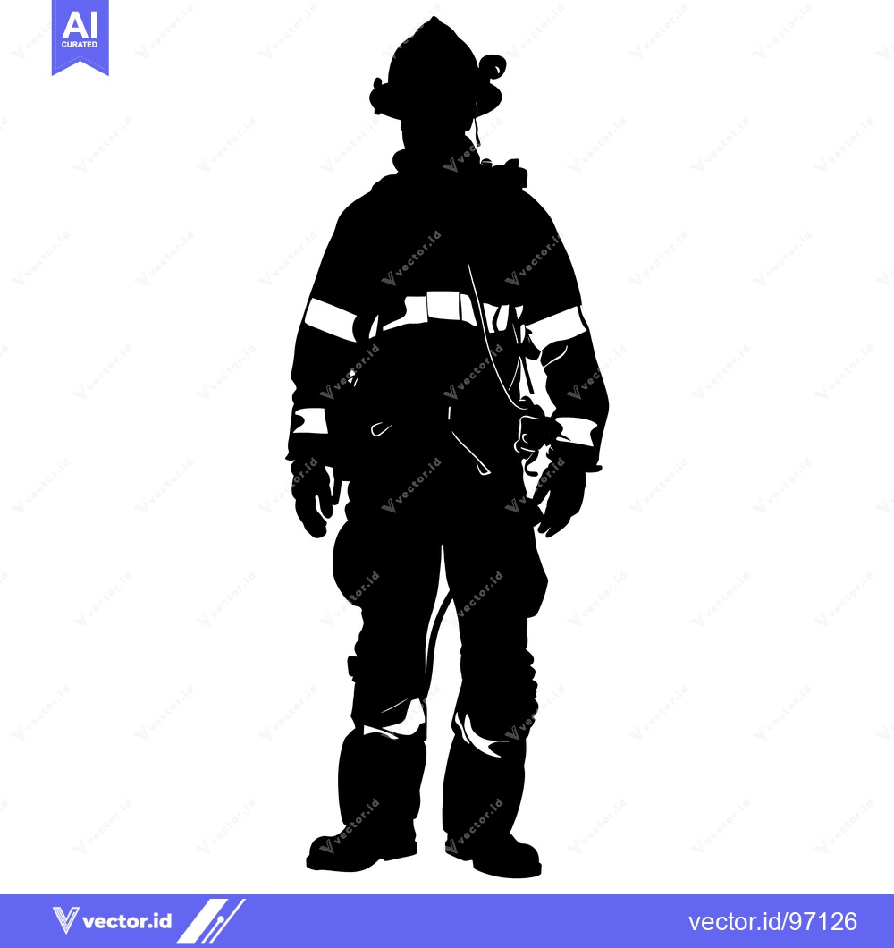 Premium Vector dari Silhouette of a Firefighter in Full Gear