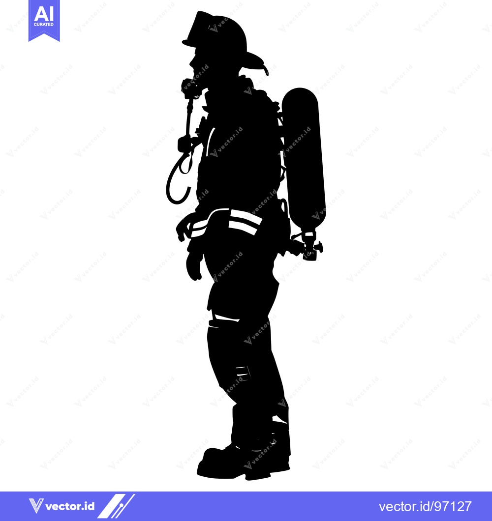 Premium Vector dari Silhouette of a Firefighter Wearing a Breathing Apparatus