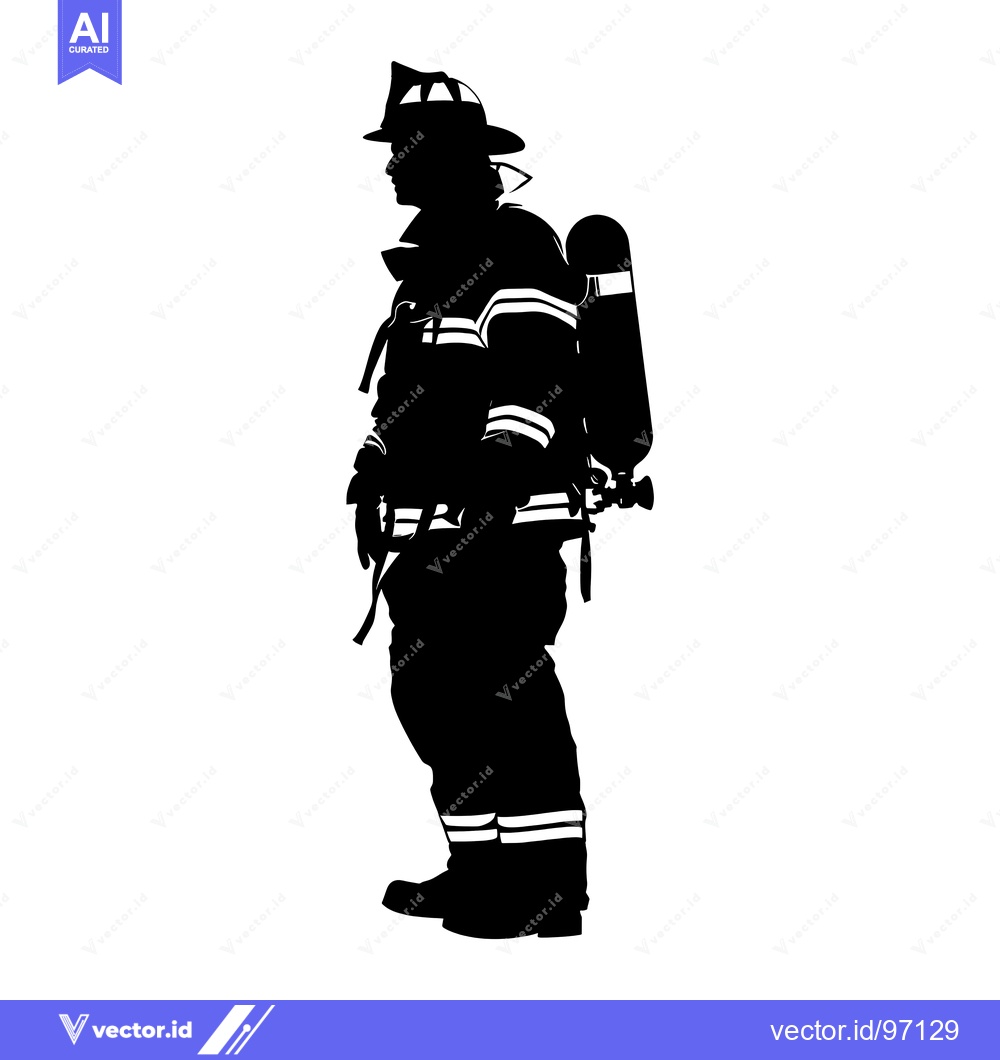 Premium Vector dari Silhouette of a Firefighter in Full Gear