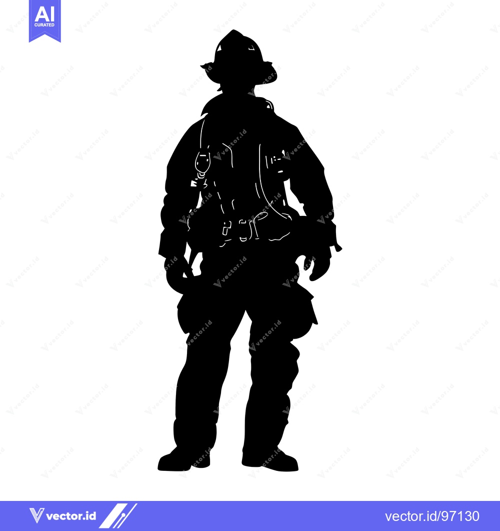 Premium Vector of Silhouette of a Firefighter in Full Gear