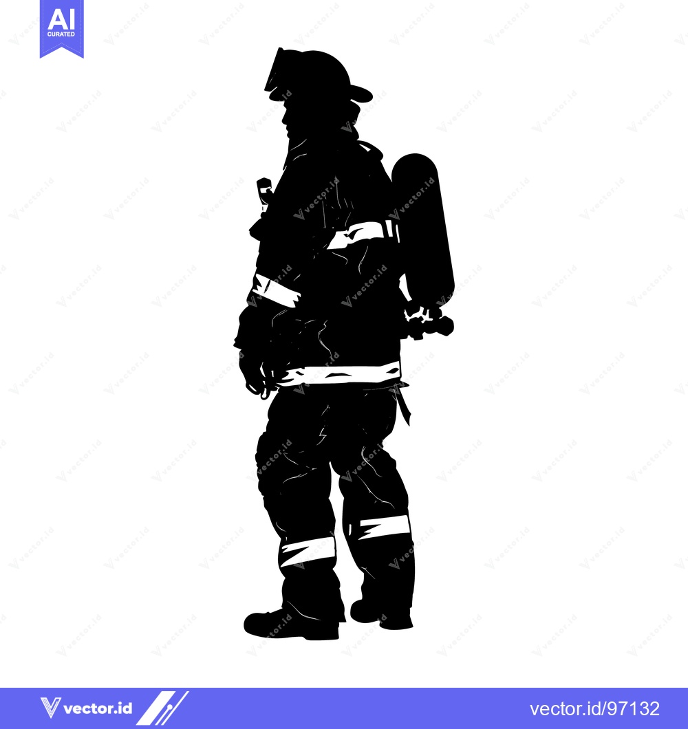 Premium Vector dari Silhouette of a Firefighter in Full Gear