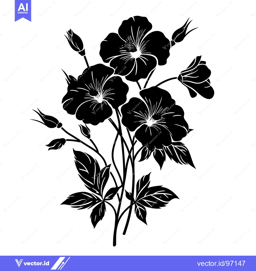 Premium Vector of Black and White Silhouette of a Bouquet of Roses