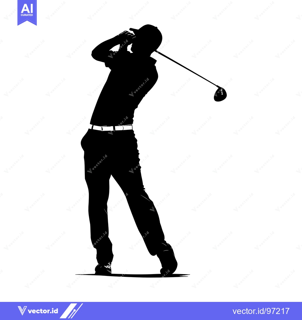 Premium Vector dari Silhouette of a golfer swinging a driver