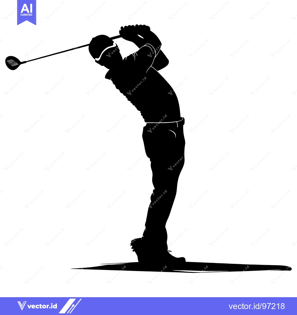 Premium Vector dari Silhouette of a Golfer Swinging a Club