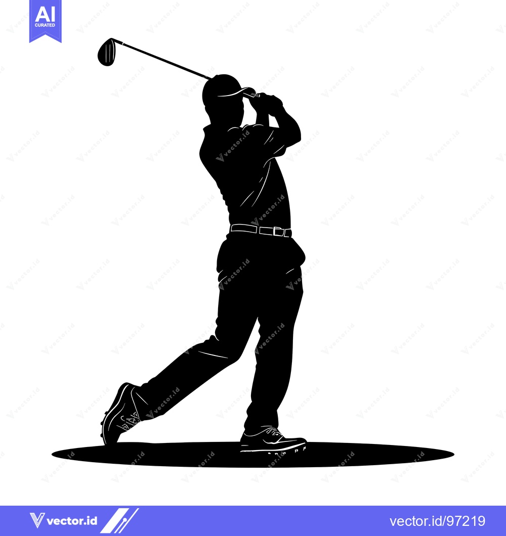Premium Vector dari Silhouette of a Golfer Swinging a Golf Club