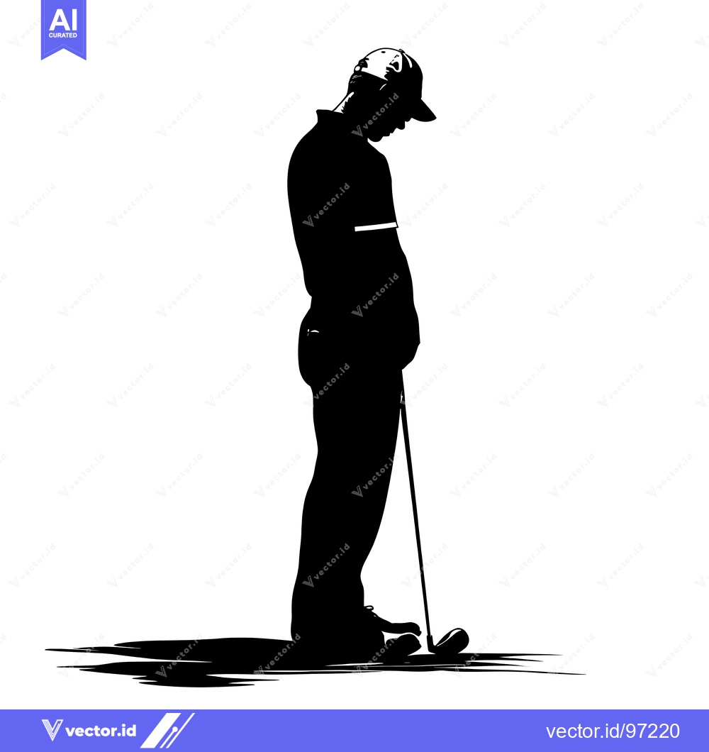 Premium Vector of Silhouette of a Golfer Looking Down at His Club