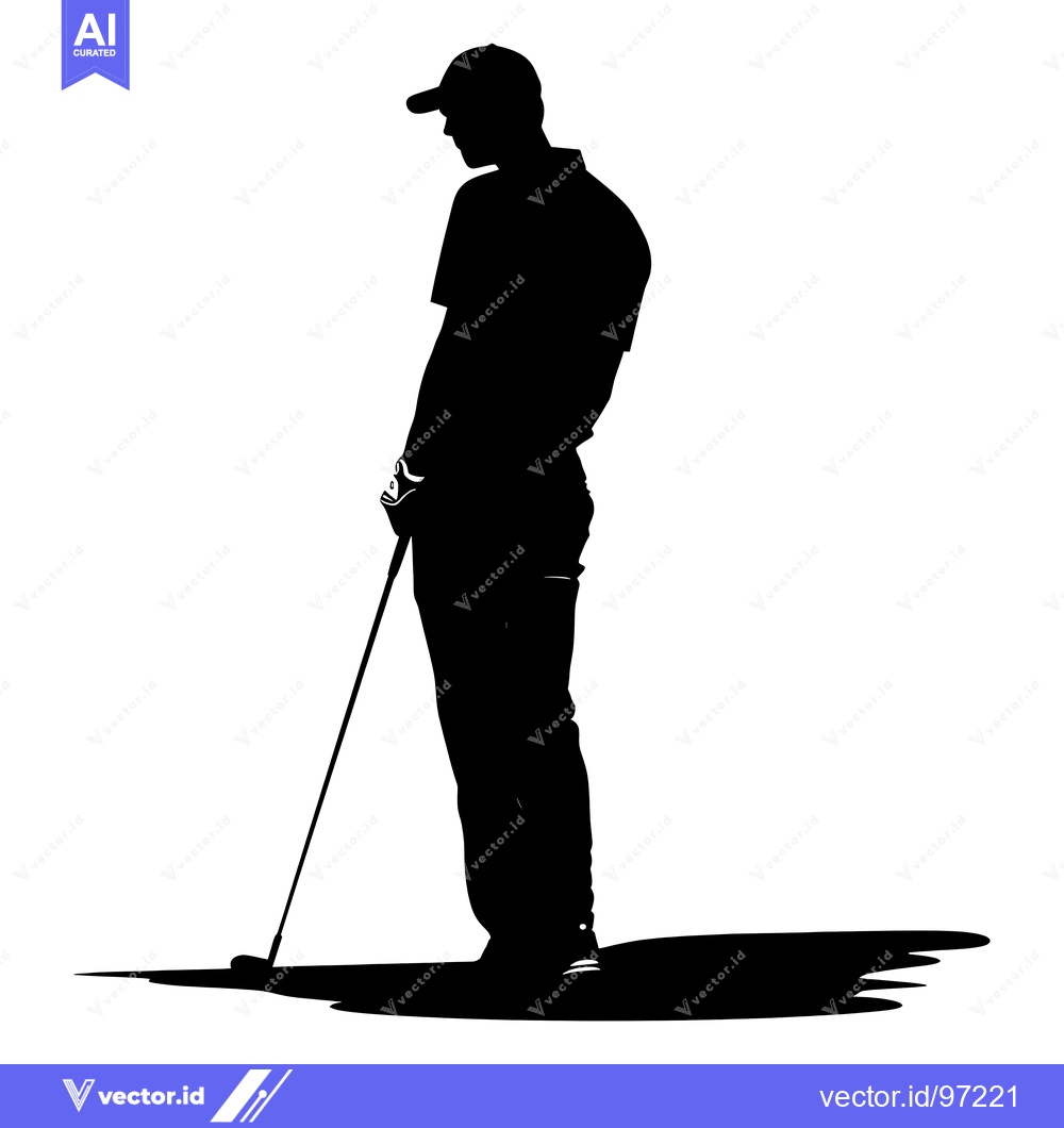Premium Vector dari Silhouette of a Golfer Holding a Club