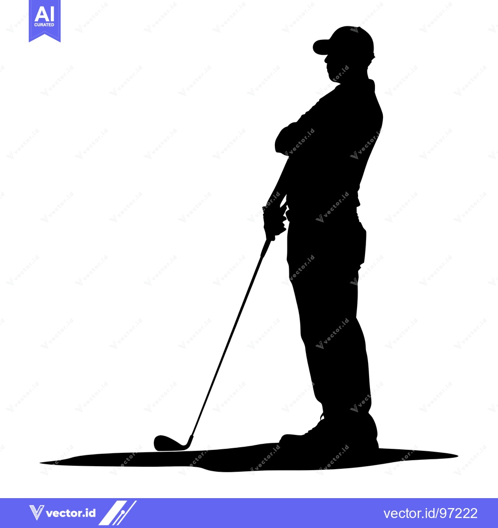 Premium Vector dari Silhouette of a Golfer Holding a Golf Club